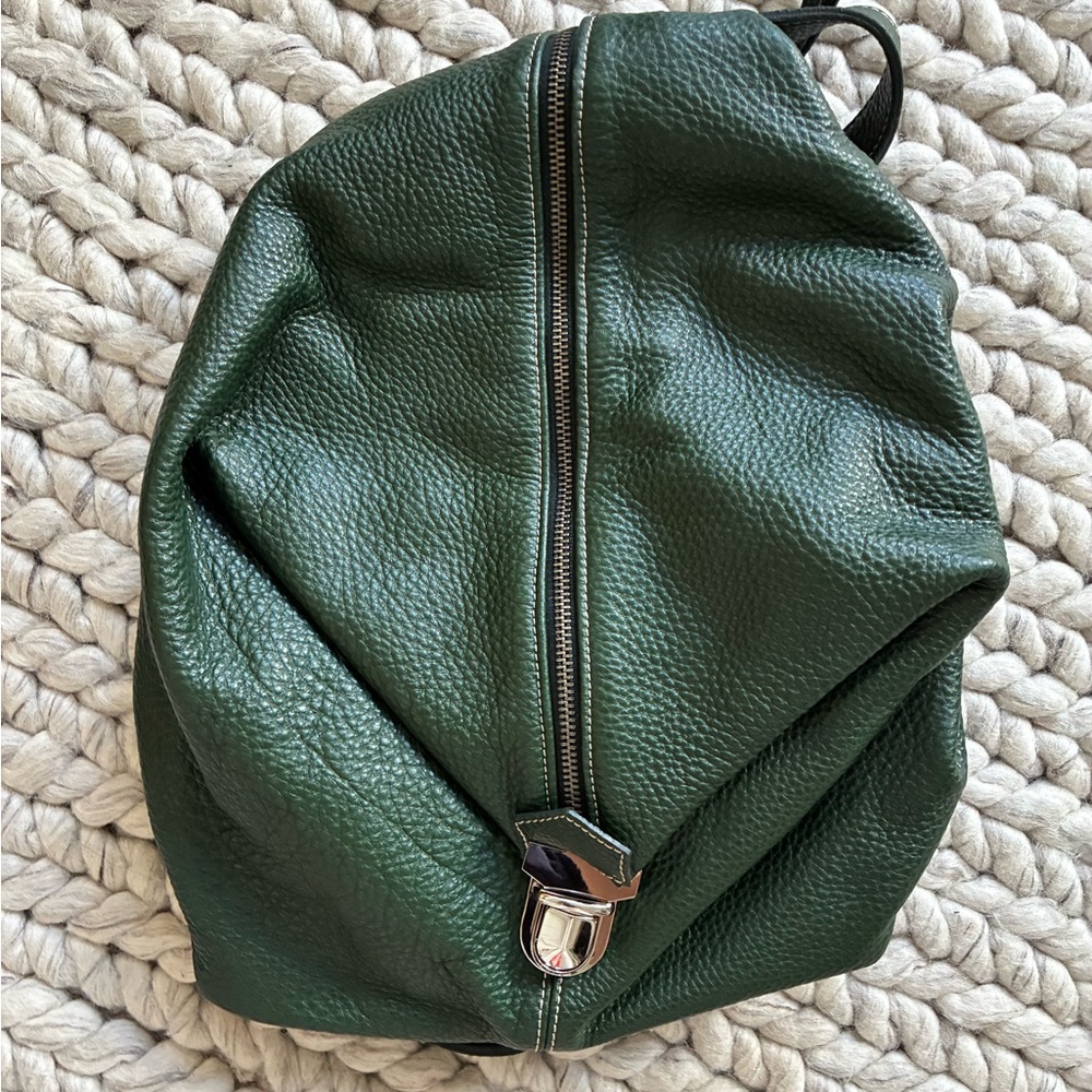 Green Leather Italian backpack